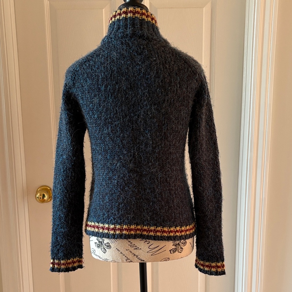 Kenzie Navy Sweater with Multicolor Trim - Picture 3 of 6